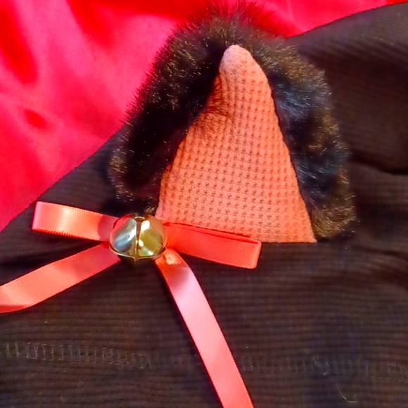 DOLLSKILL SUGAR THRILLZ 1X BLACK LONG-SLEEVED CAT ROMPER EARS ON HOOD BOWS/BELL - Picture 11 of 17